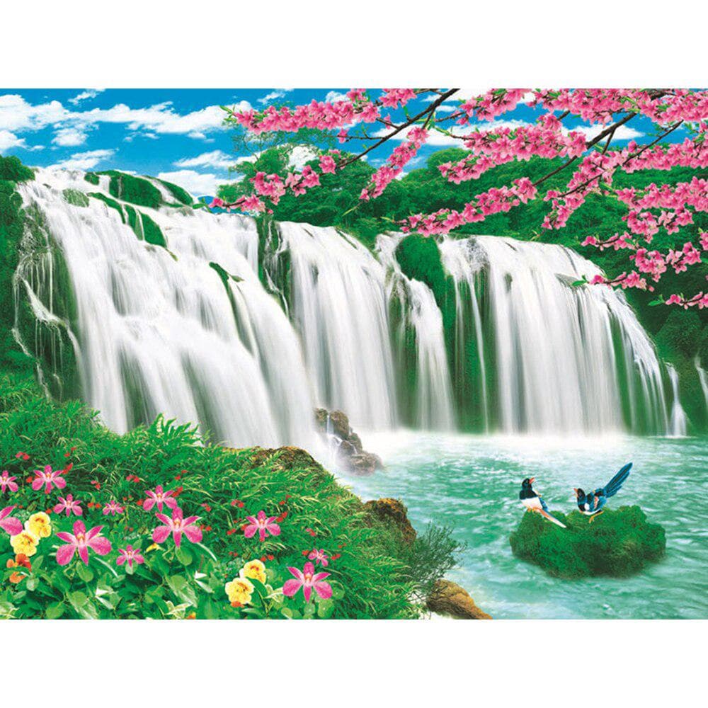 Diamond Painting Landscape Waterfall Embroidery Scenery Flower Pattern Beadwork Hobby Home Decor 20X30CM
