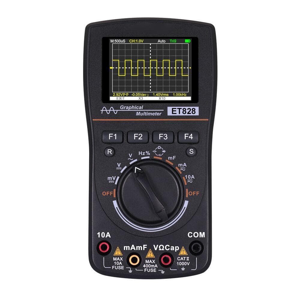 ET828 Intelligent Graphical Digital Oscilloscope Multimeter 2 in 1 with 2.4 Inches Color Screen black