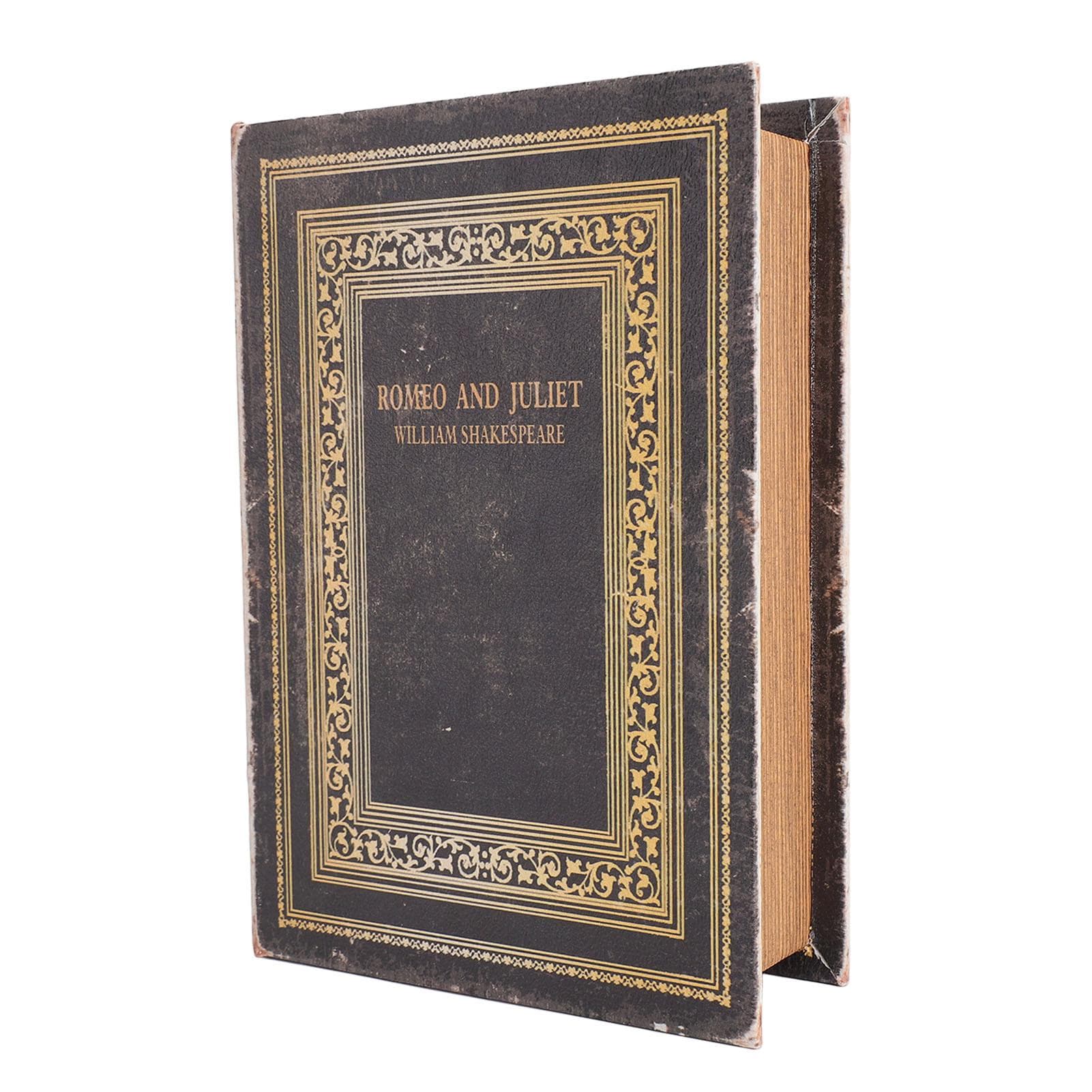 Decorative Book Box Wood Leather European Vintage Book Shape Storage Box Faux Antique Book Box for