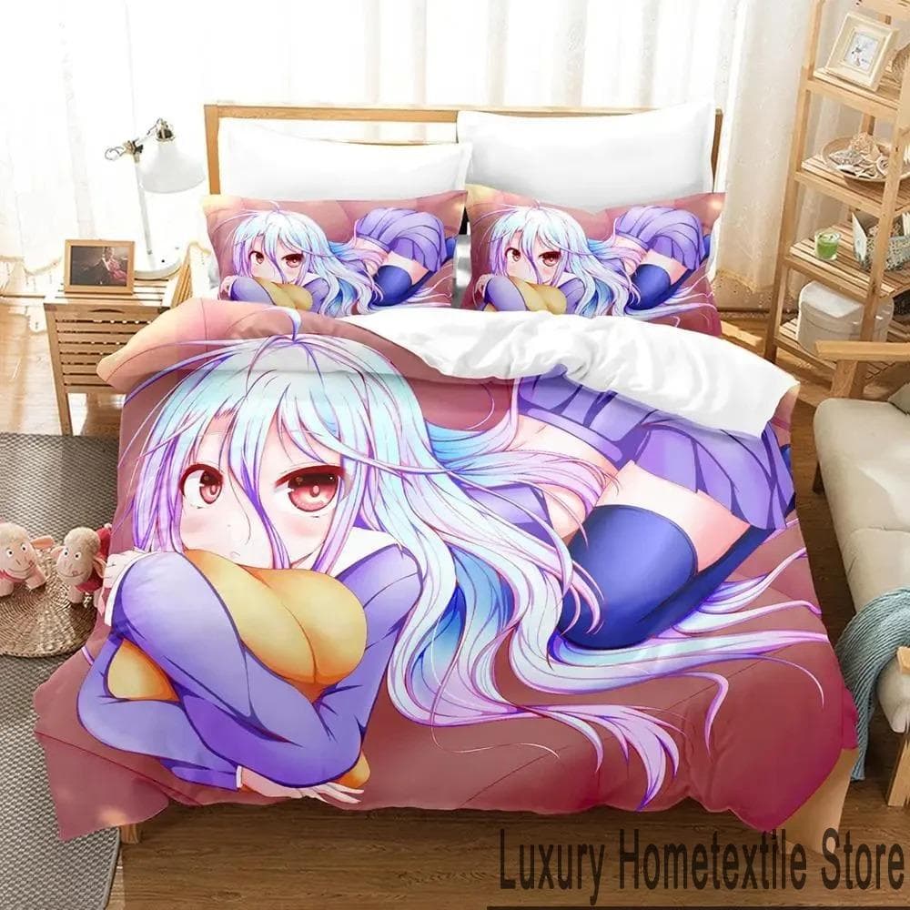 3D No Game No Life Anime Bedding Set Boys Girls Twin Queen King Size Duvet Cover Pillowcase Bed boys Adult Home Textileextile 70x133cm 2pcs