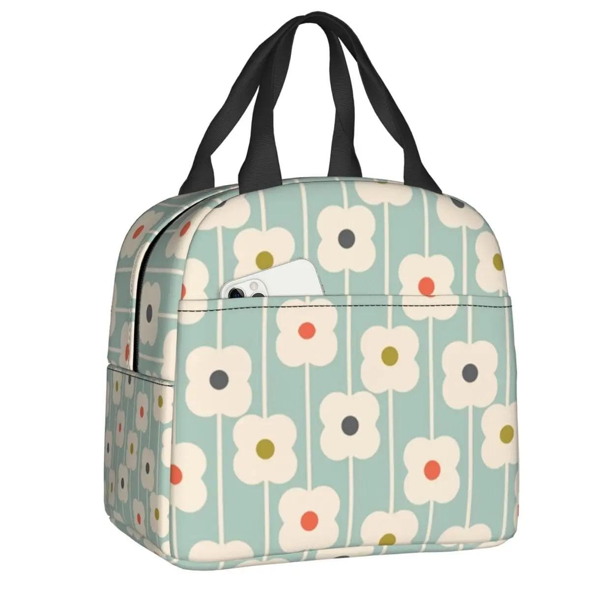 Orla Kiely Bubble Flowers Insulated Lunch Bag for Women Leakproof Scandinavian Thermal Cooler Lunch Tote Beach Camping Travel 22x20x13CM clear