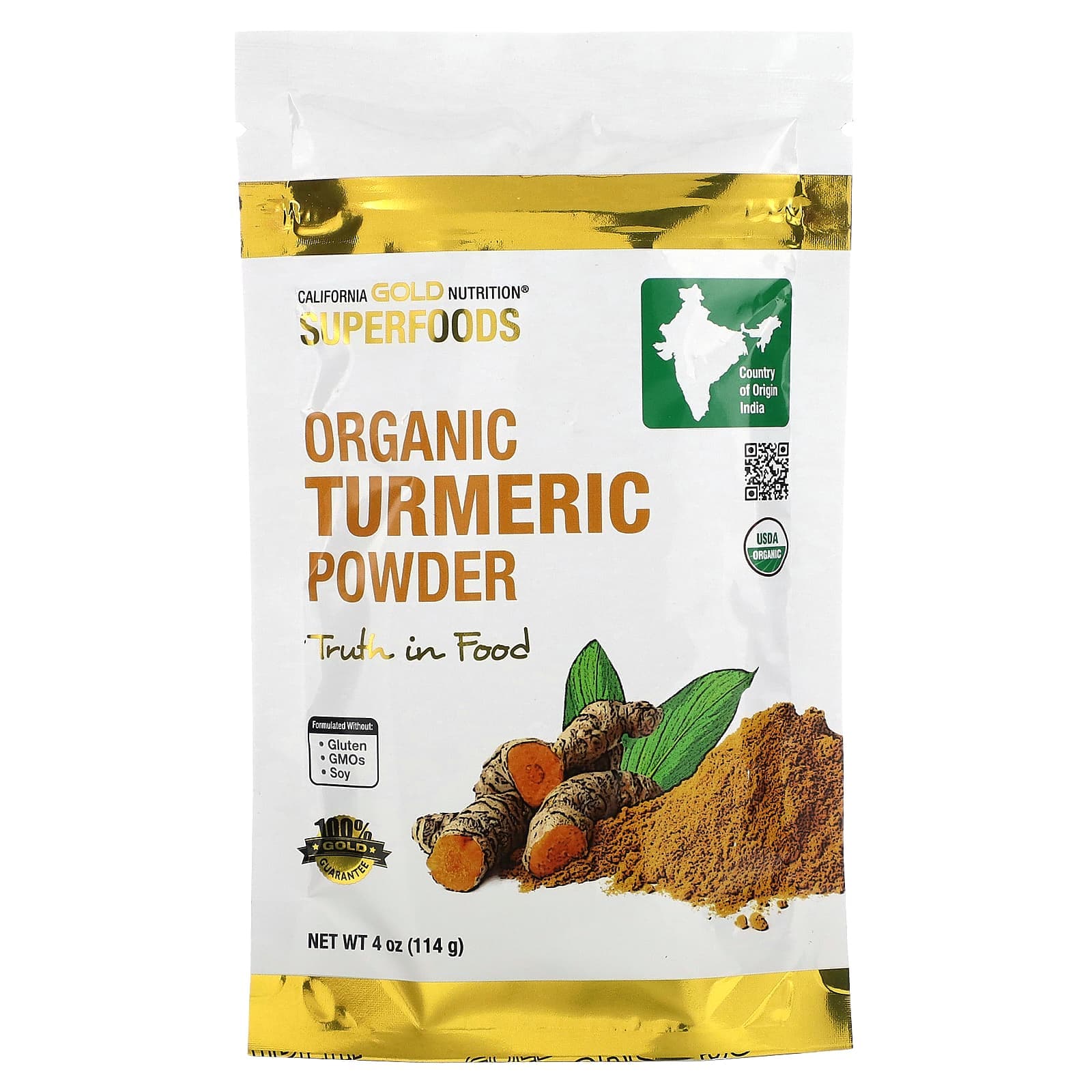 California Gold Nutrition, Superfood, Organic Turmeric Powder, 4 oz (114 g)