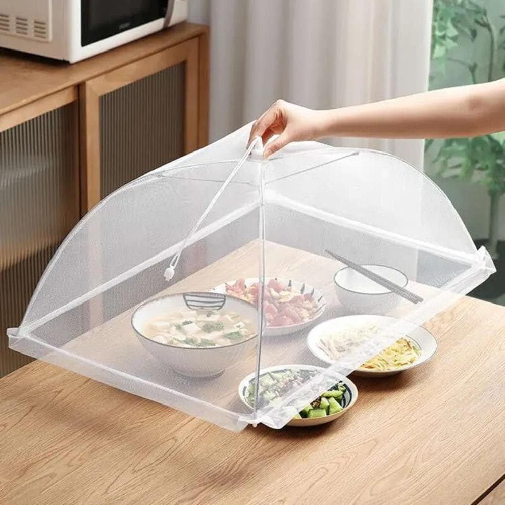 Food Cover Mesh Folding Washable Flies Tables Cover Insect Proof Protective Dish Covers Home Kitchen Storage Accessaries 43x43x22cm white