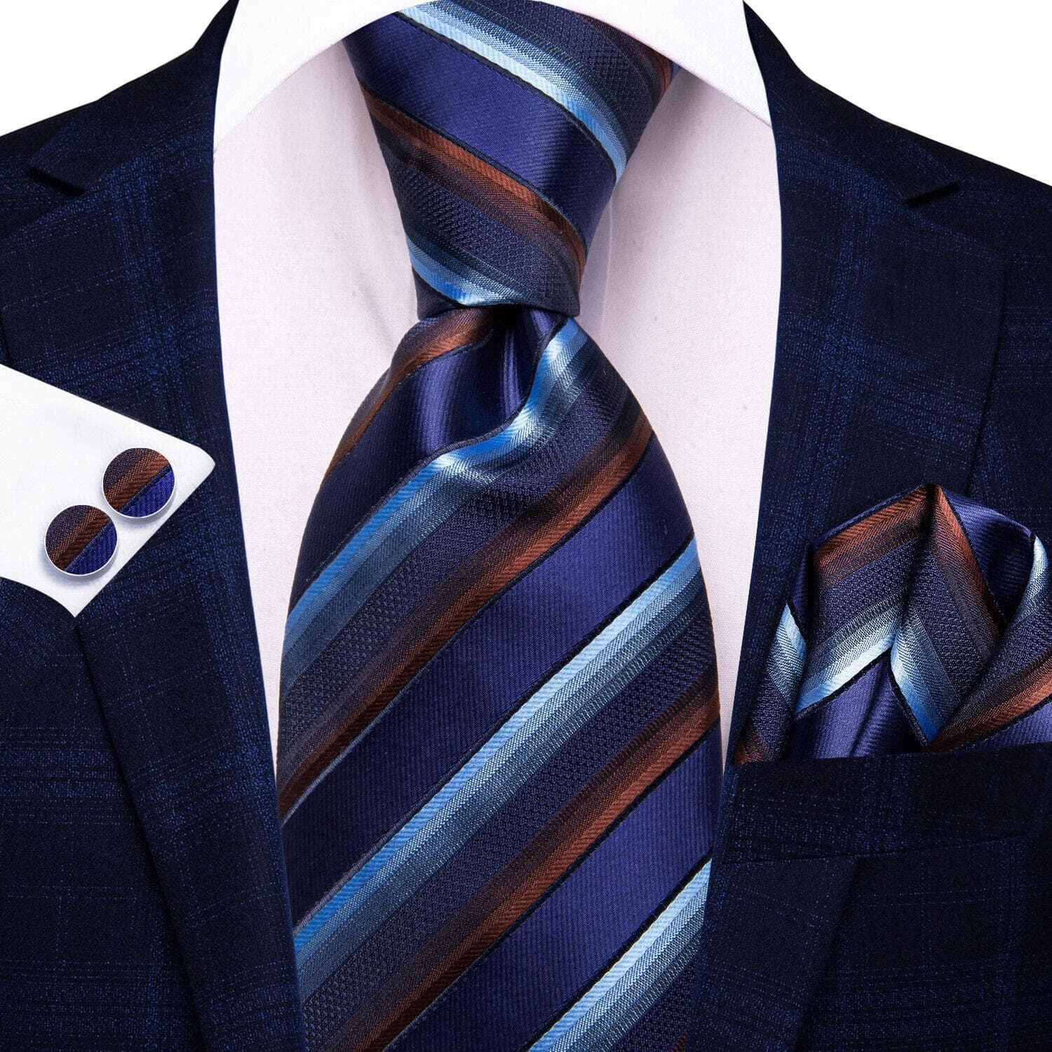 Hi-Tie Ties for Men Silk Tie Sets Pocket Square Cufflinks Wedding Formal Business Party Mens Tie Sets N-3929