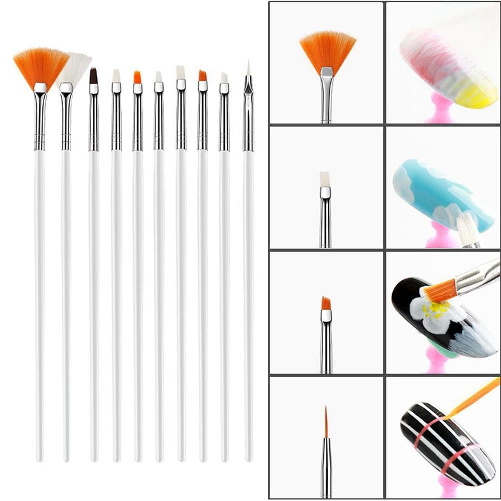 15pcs Nail Art Drawing Line Brush Carving Painting Pen Nail DIY Manicure Tool(White) white