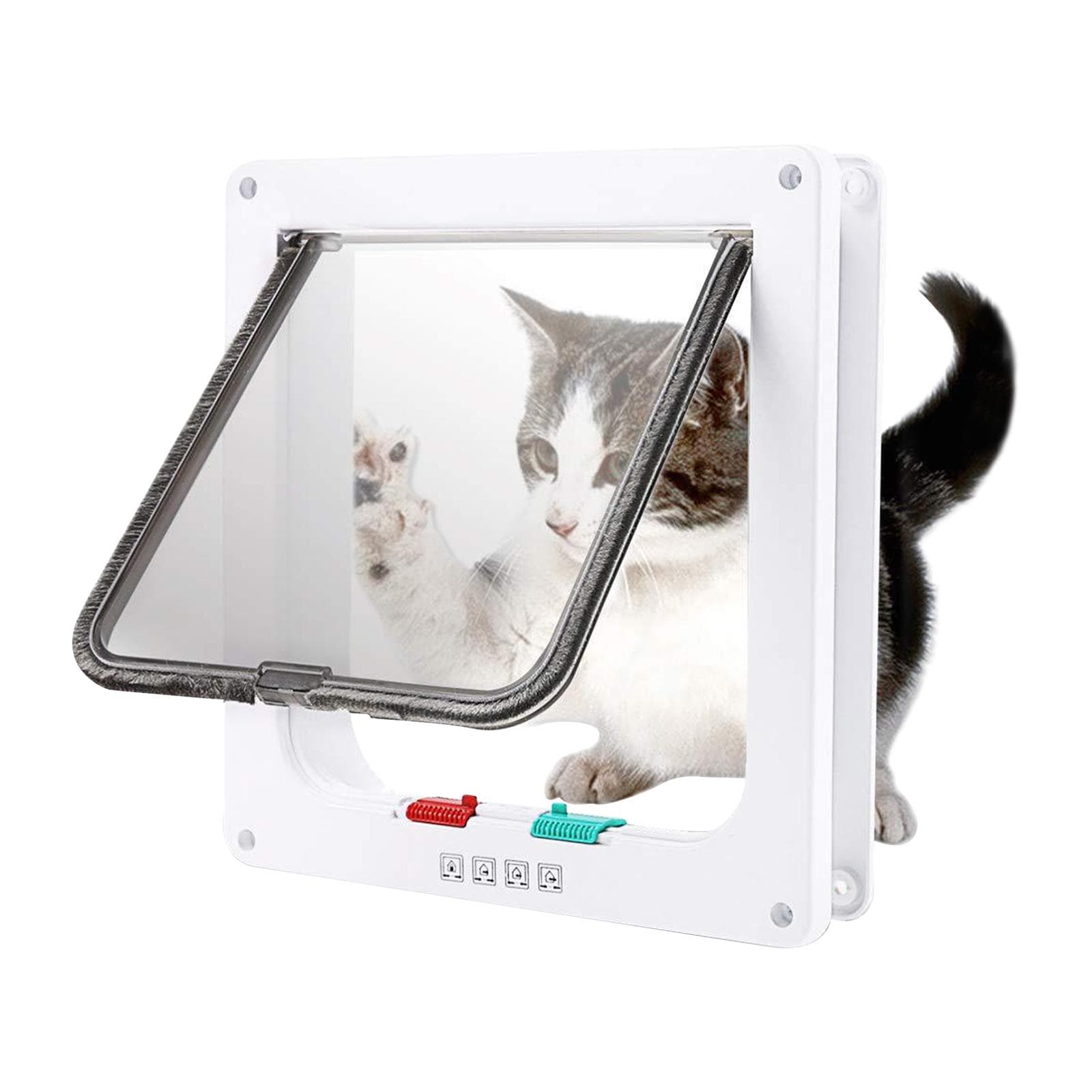 Cat Door 4 Way Locking Cat Door for Interior & Exterior Doors Interior Cat Flap for Pets Doors for Pets Doors for Cat Easy Installation L