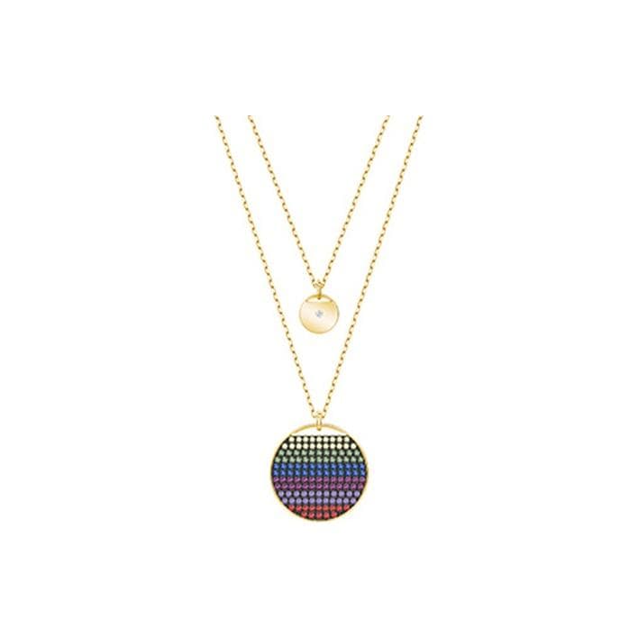Swarovski Ginger Round Pendant Double Layer Dark Gradient Imitation Crystal Necklace Women necklace 5397843 Dark Color Gradient
