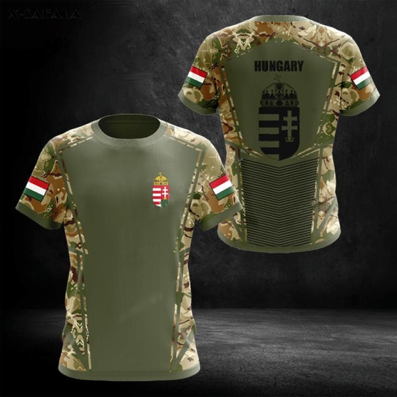Hungary Flag Print Men's T-shirt High Quality Short Sleeve Fashion Round Neck Tops Street Harajuku Tees Oversized Retro Clothing L