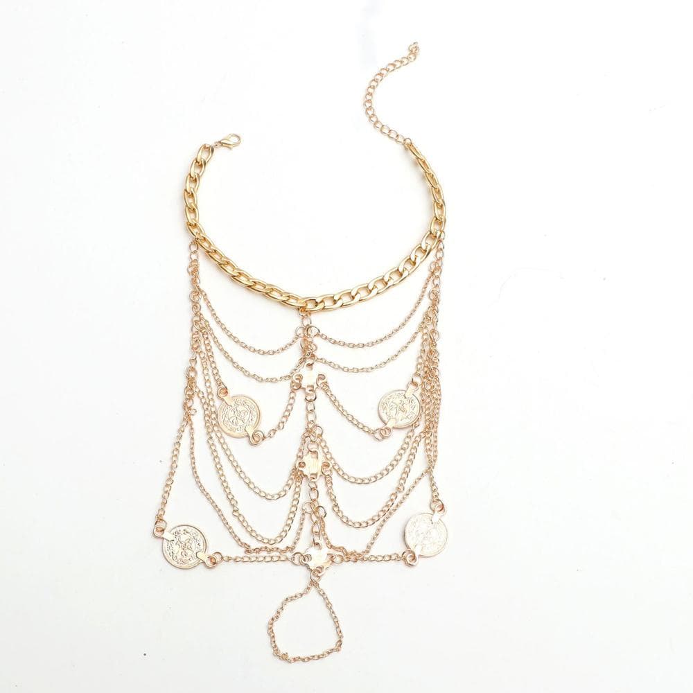 Retro Exotic Coins Cross Chain Charm Anklet for Women Boho Ethnic Summer Beach Party Feet Chain Female Dance Jewelry Accessories gold