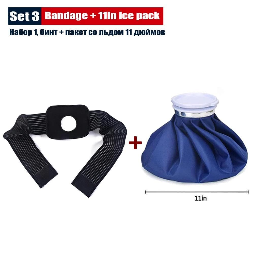 Reusable Ice Bags Hot Water Bag for Injuries Pain Relief Hot & Cold Therapy with Elastic Breathable Support Wrap Set 3-2Pcs