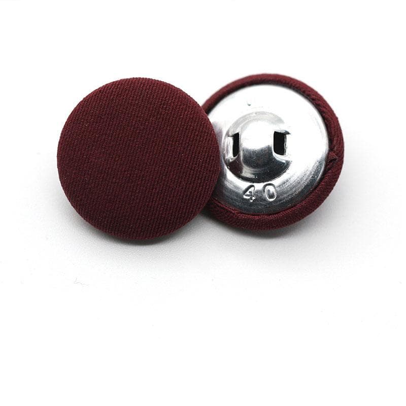 10Pcs Clothing Diy Round Decorative Dress Shirt Fabric Covered Cloth Buttons Metal Buttons 15MM wine red