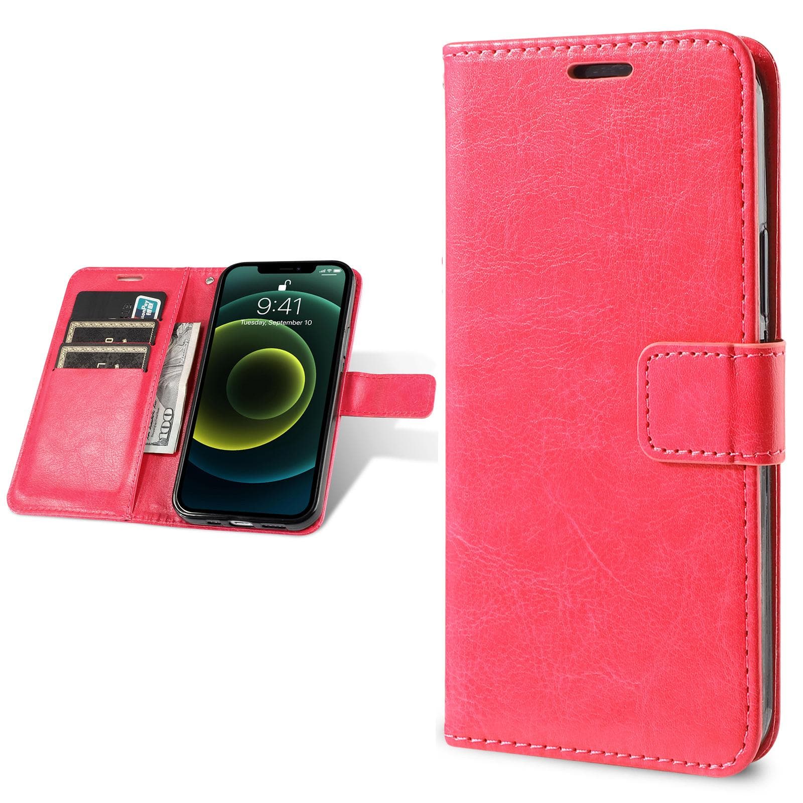 Leather Wallet Flip Case For Samsung Galaxy A14 A13 A12 A34 A54 A15 A04S A05S A22 A23 A32 A52 A53 A33 A73 A72 S21 S22 S23 FE S24 Ultra Card Slot Cover For Samsung Galaxy A33 5G rose red