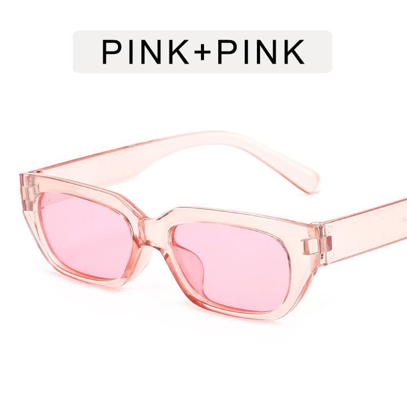 Vintage Pink Small Hip Hop Glasses Women Cat Eye Sunglasses Retro Fashion UV400 with bag and cloth