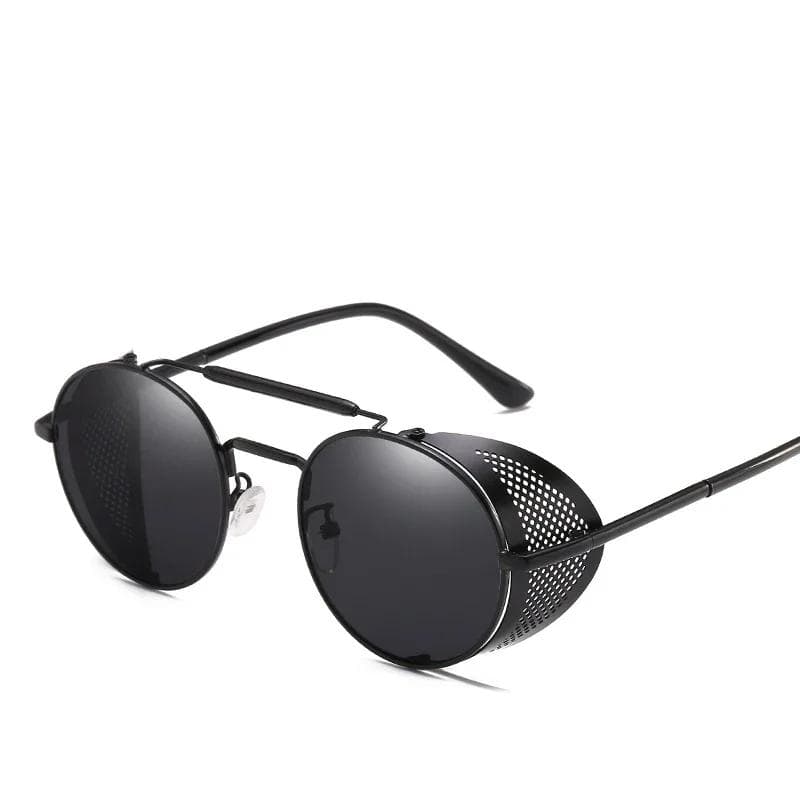 Retro Gothic Steampunk Round Metal Frame Sunglasses Luxury Designer Shields Lens for Men Women Sun Glasses Gafas de Sol As Picture