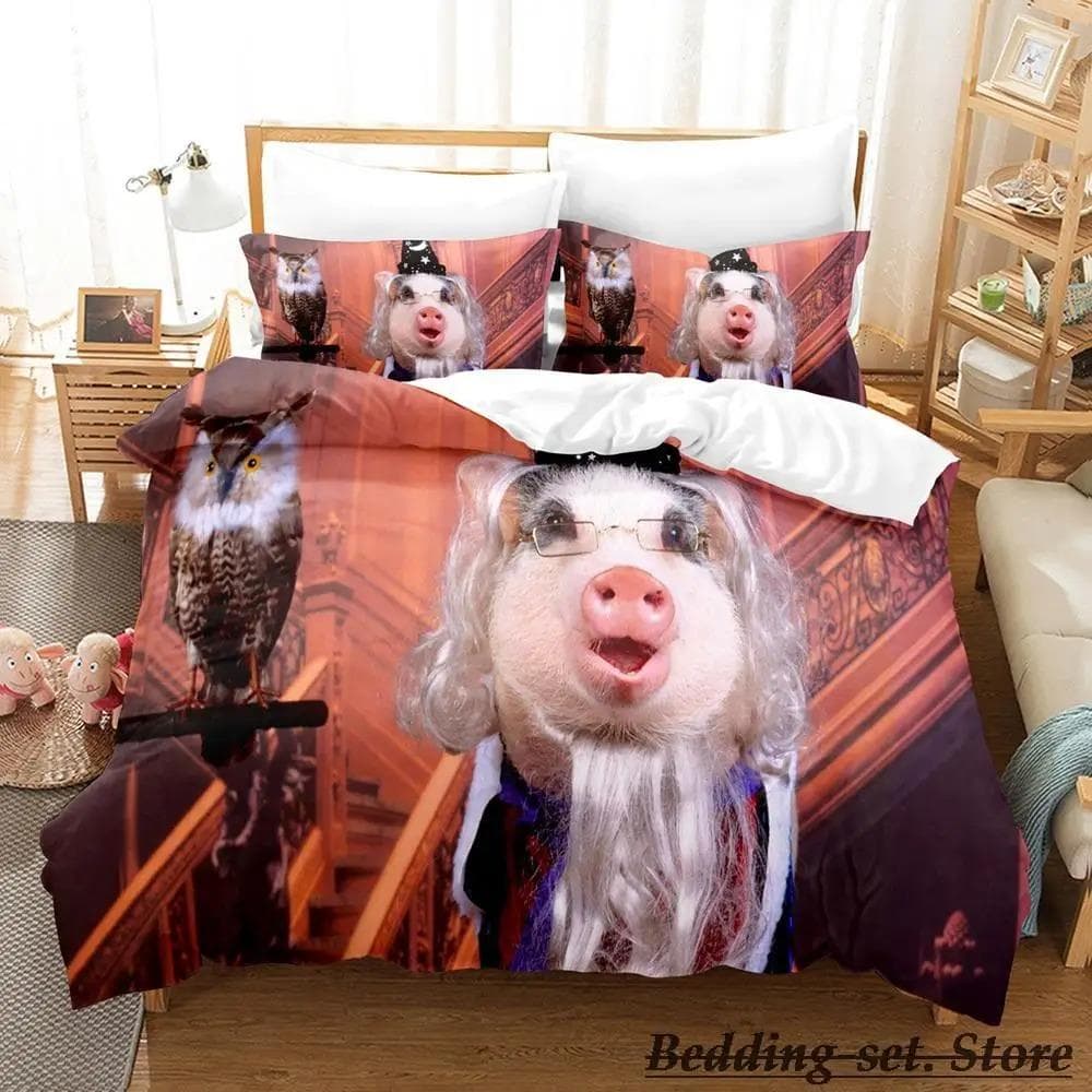 Funny Pig Bedding Set Single Twin Full Queen King Size Bed Set Aldult Kid Bedroom Duvetcover Sets Anime parure de lit Bed EU Single 135x200cm
