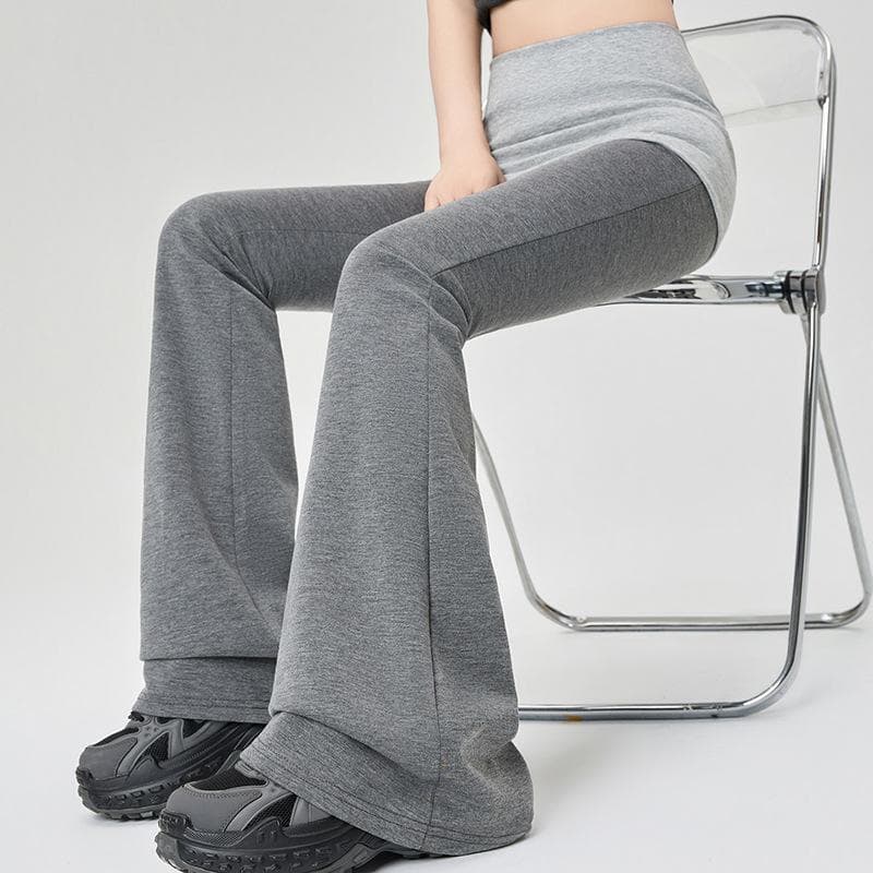 Thin Sweatpants Women's Low Waist Drape Contrasting Color Splicing Slim and Thin Versatile Fashion Micro-pull Yoga Pants 2XL