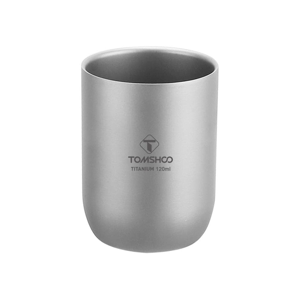 TOMSHOO Multifunctional Titanium Camping Cups Double Walled Heat Resistant Mini Tea Drink Cup 120ml