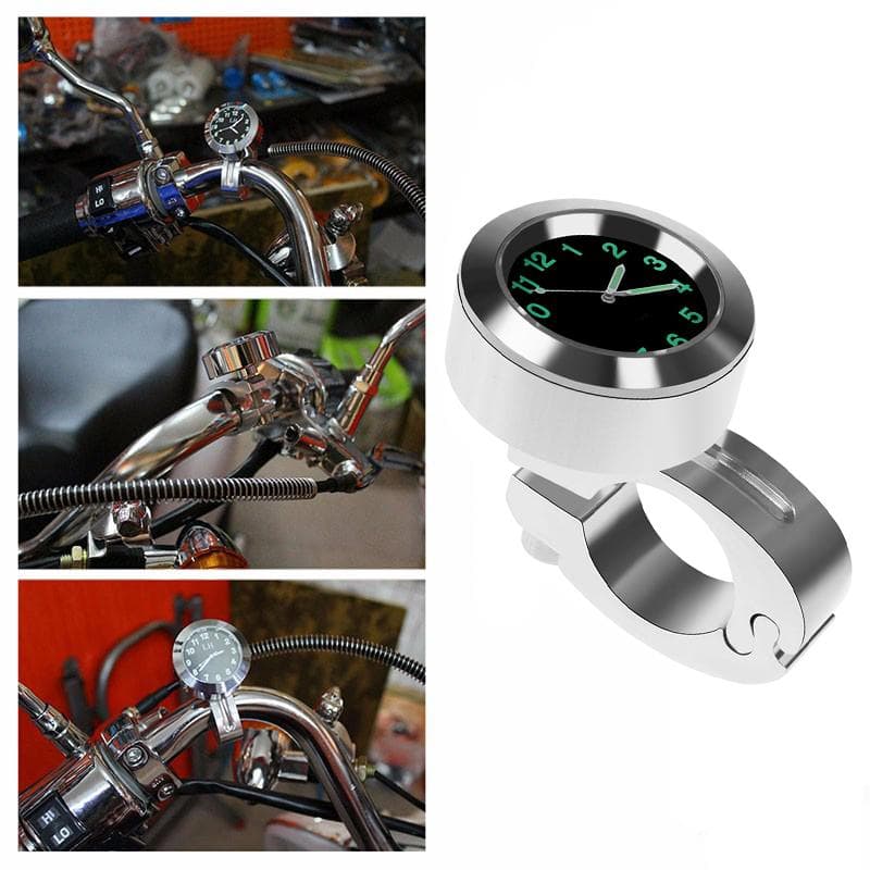 2225mm Motorcycle Handlebar Clock Waterproof Dial Handlebar Mount General Application silver