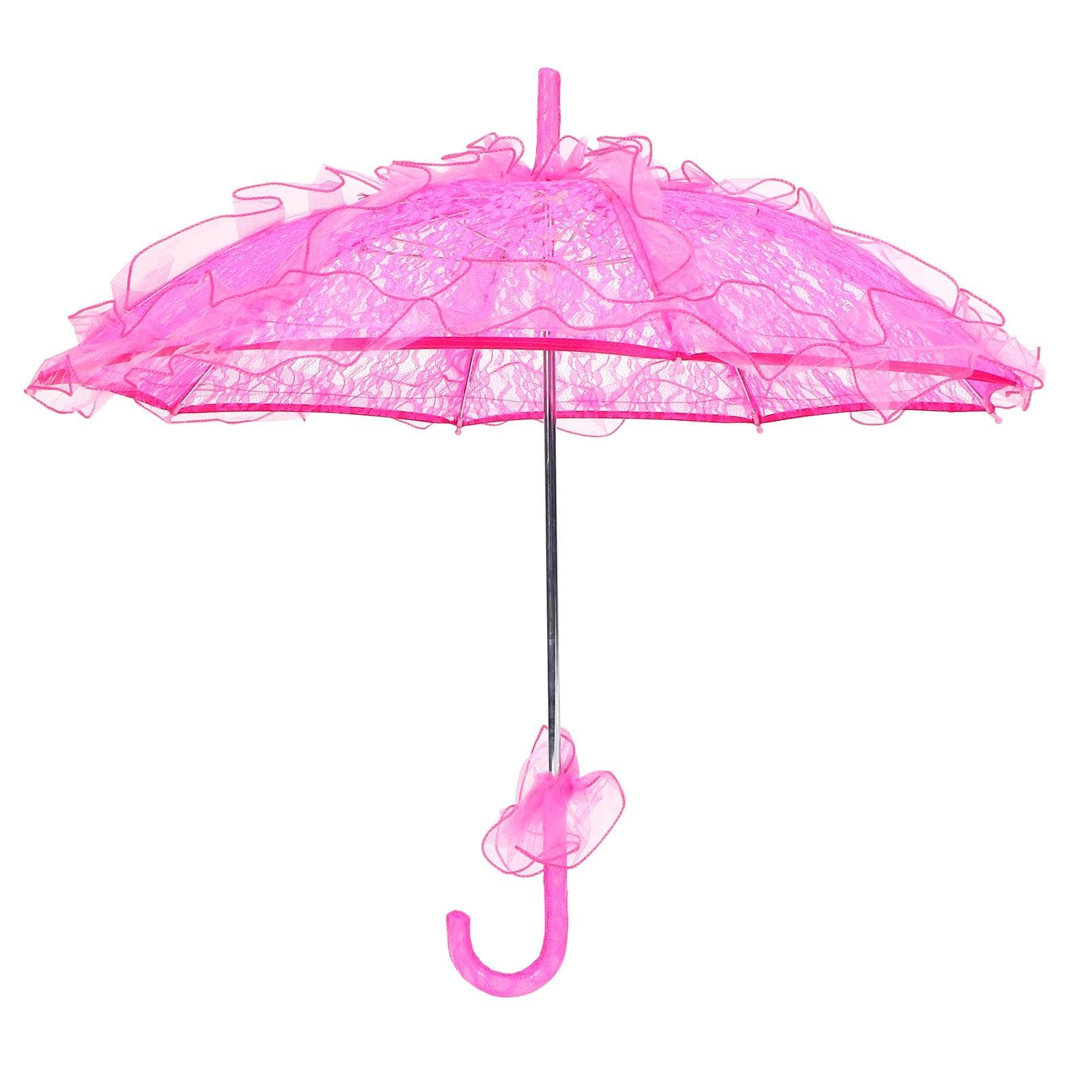 Wedding Bride Umbrella Unique Foldable Lace Fabric Parasol Umbrella Performance Props rose red