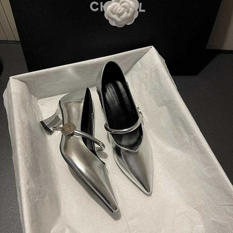Designer Low Heel Slip On Women Mary Jane Shoes Fashion Shallow Butterfly-knot Shoes Ladies Elegant Party Dress Pumps Shoes 35 silver