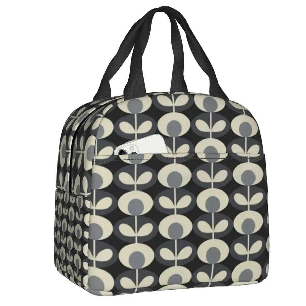Orla Kiely Bubble Flowers Insulated Lunch Bag for Women Leakproof Scandinavian Thermal Cooler Lunch Tote Beach Camping Travel 22x20x13CM pink