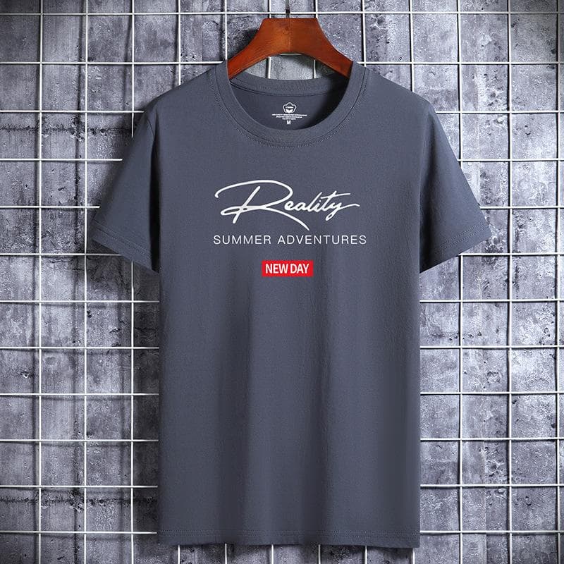 QICED Cotton Short Sleeve T-shirt Men's Fashion Loose Half Sleeve Shirt Printed Compassionate Shirt XXXXL