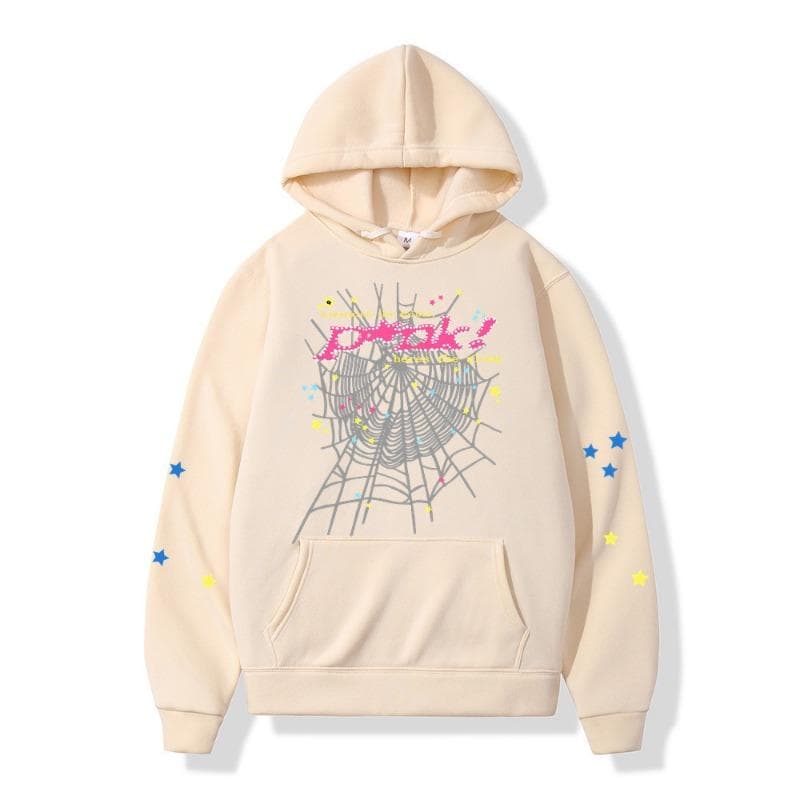 Autumn Winter Spider Web Hip Hop Singer Printed Versatile Hoodie Loose Casual Hoodies & Sweatshirts Men’s S khaki