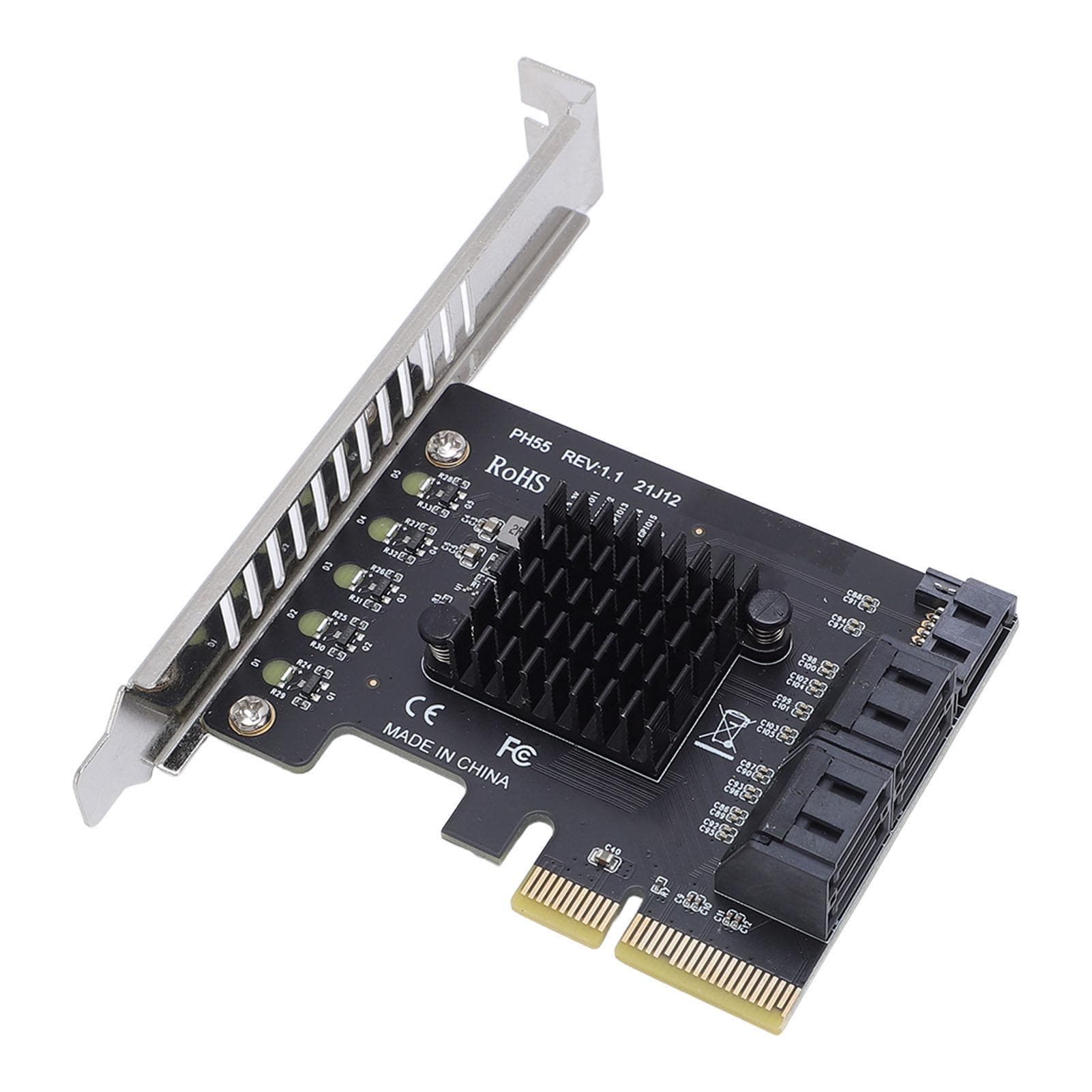 PCIE Expansion Card X4 X8 X16 to 5 Serial ATA 3.0 3.1 Port 6Gbps Plug and Play Fast Heat