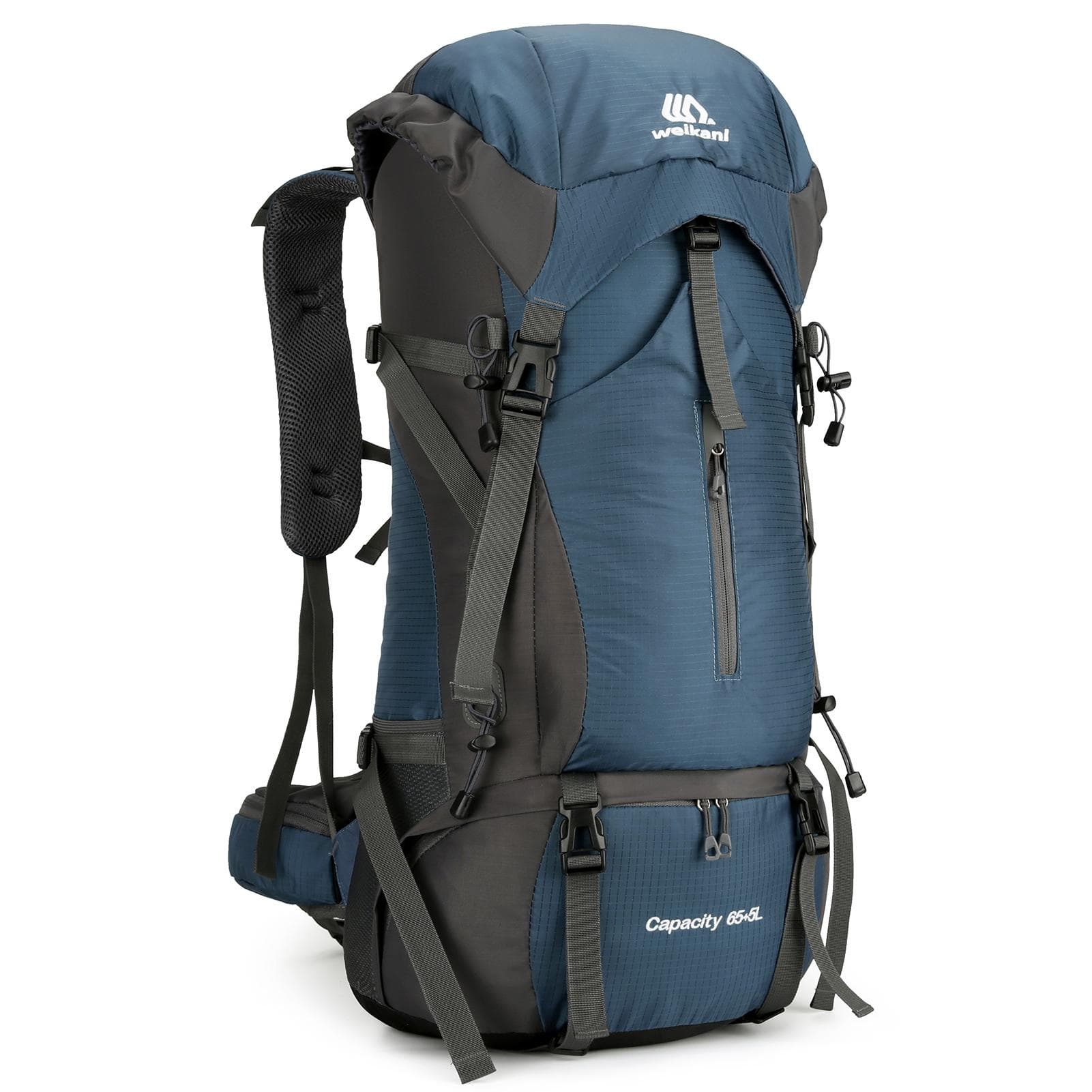 70L Hiking Backpack Water-resistant Climbing Camping Backpack Travel Daypack with Rain Cover dark blue