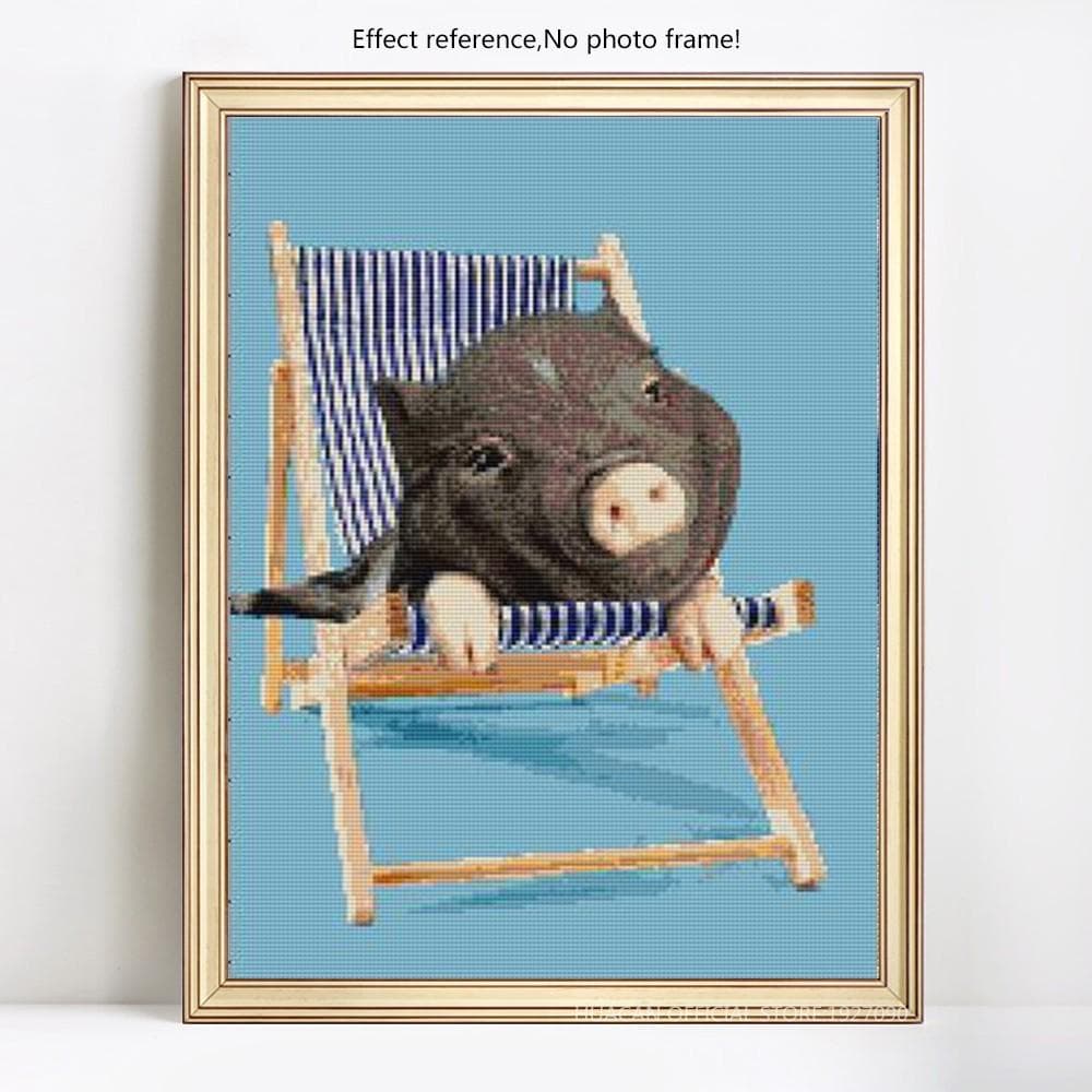 Full Round Diamond Painting Animal Pig Rhinestone Mosaic Diamond Embroidery Cross Stitch 20X30CM