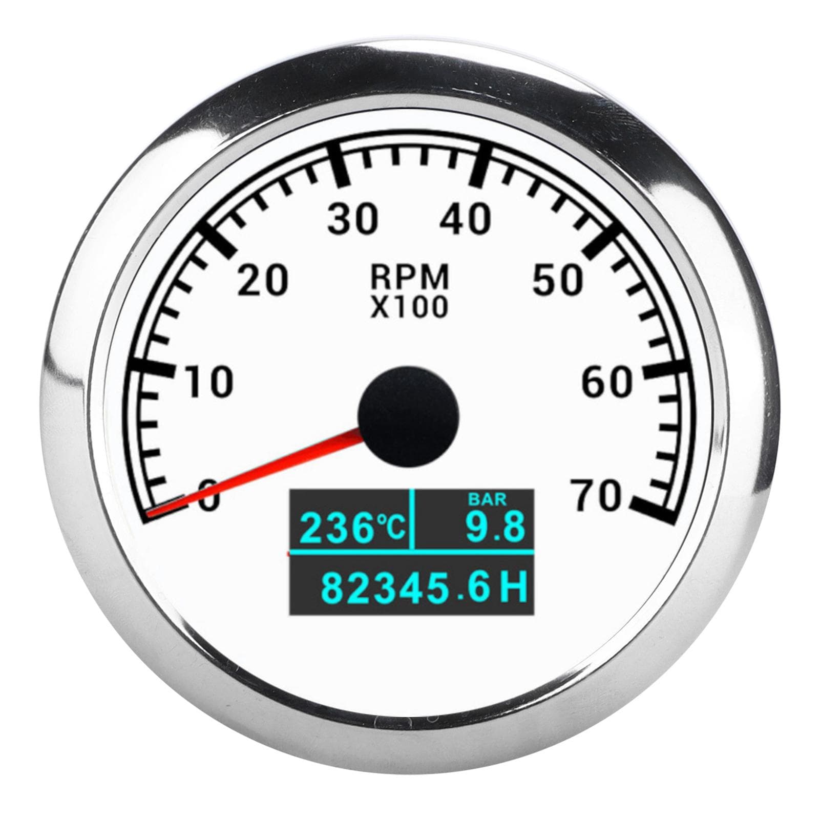 RPM Tachometer Gauge 3 in 1 Multifunctional Marine Accessory for Automobile Boats 9?32V DCBlack