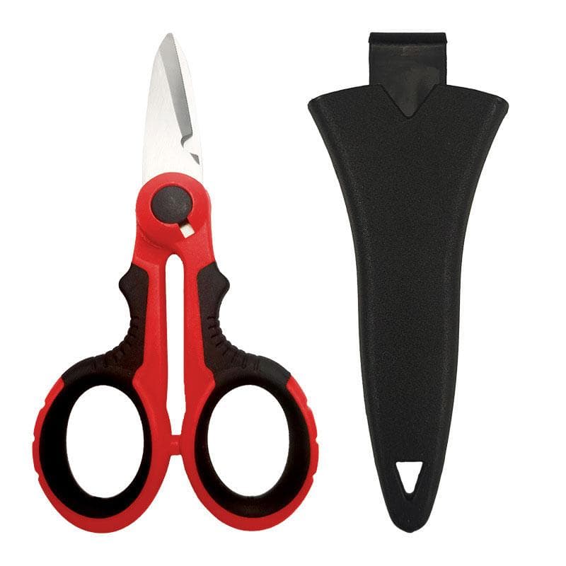 New High Carbon Steel Scissors Household Shears Tools Electrician Scissors Stripping Wire Cut Tools for Fabrics, Paper and Cable red