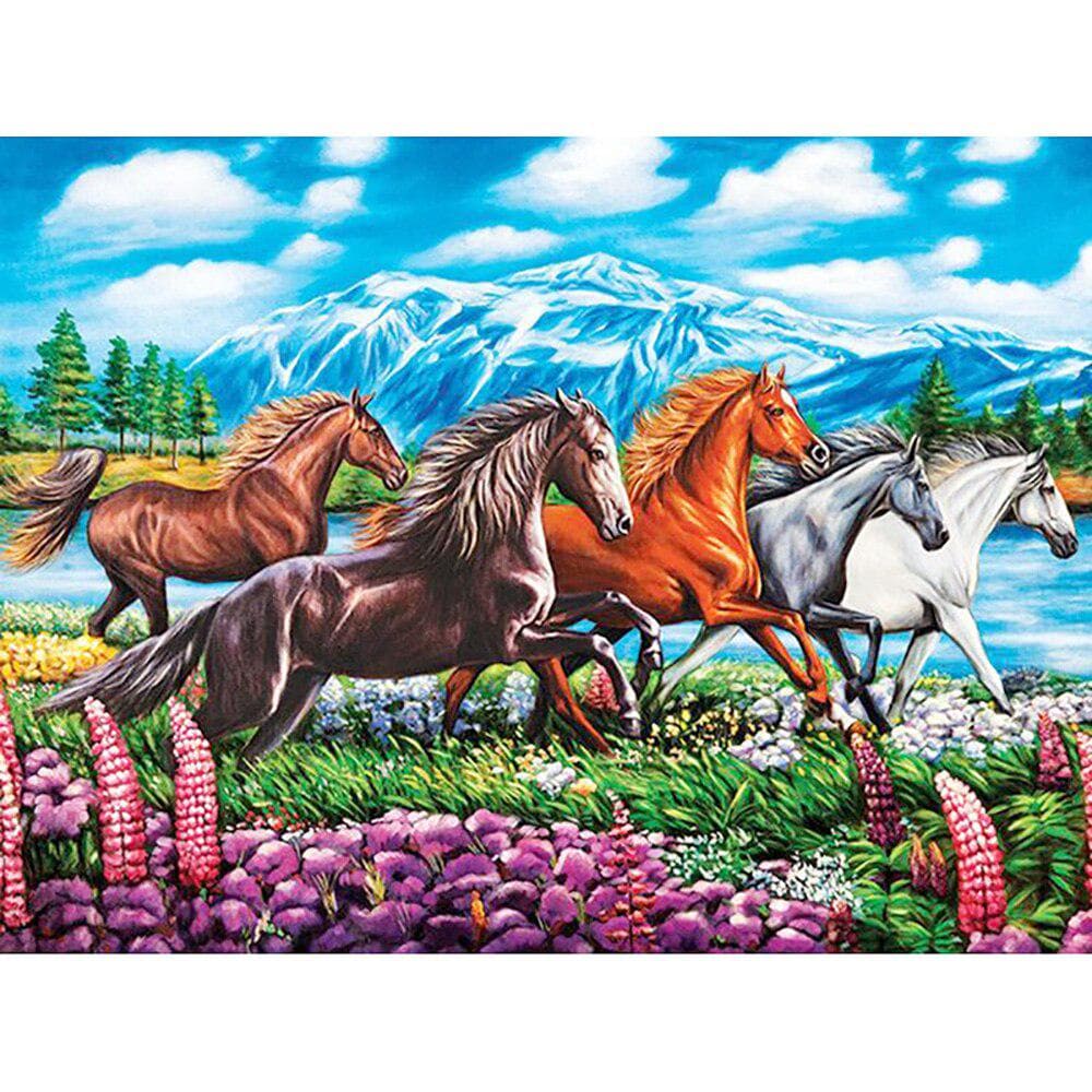 Diamond Painting Galloping Horses Full Round Diamond Mosaic Embroidery Sale Picture of Rhinestones 20X30CM
