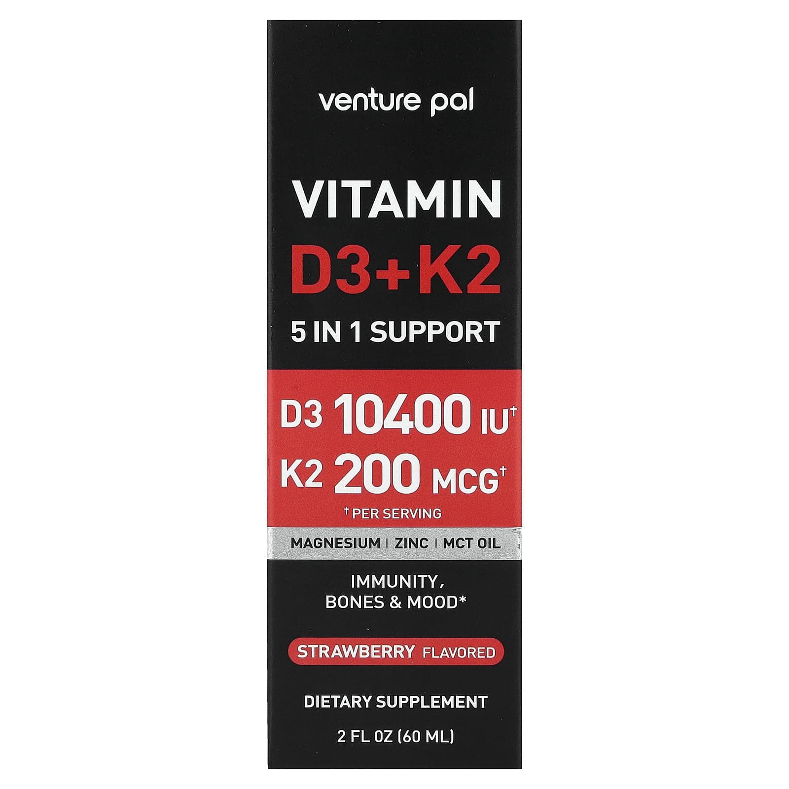 Venture Pal, Vitamin D3 + K2, Strawberry, 60ml (2 fl oz)
