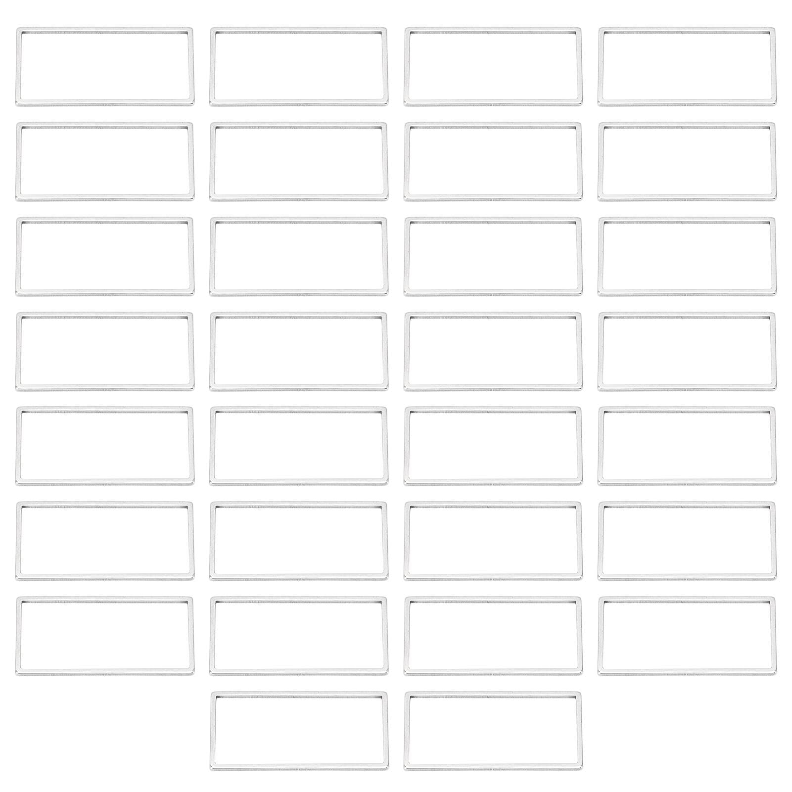 30pcs Rectangle Open Bezel Pendants Stainless Steel Hollow Frame for Jewelry MakingRectangle S