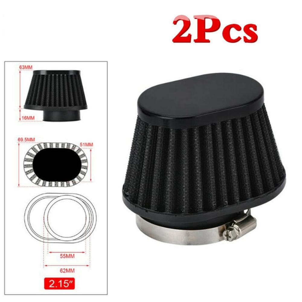 2Pcs 55mm High Performance Motorcycle Parts Pod Air Filter Cleaners black