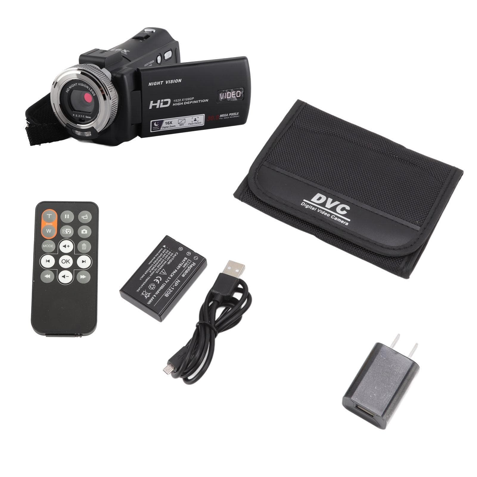Video Camera Camcorder 3 Inch Color LCD Display 30MP Digital Video Camera 16X Zoom for Photography