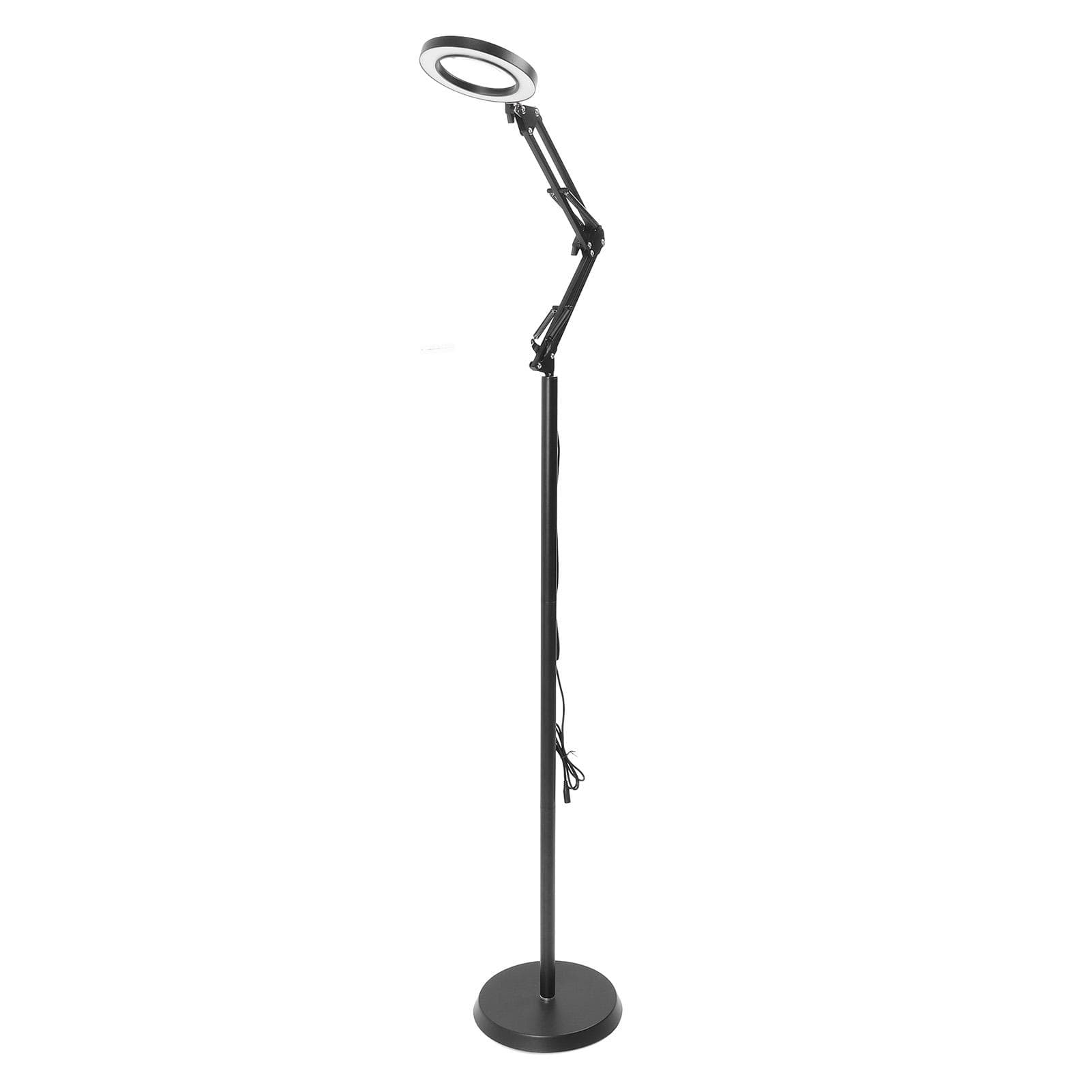 Gooseneck Magnifying Floor Lamp 1400LUX 3000 to 6000K 10 Speed LED 5X Magnifying Glass Light for US Plug
