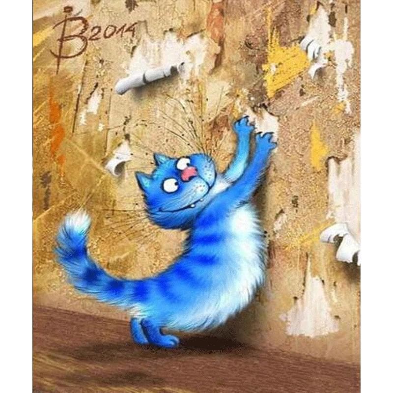 Home Decor DIY 5D Diamond Embroidery Blue cat Cross Stitch Set Abstract Oil Painting Hobby Craft 20X30CM