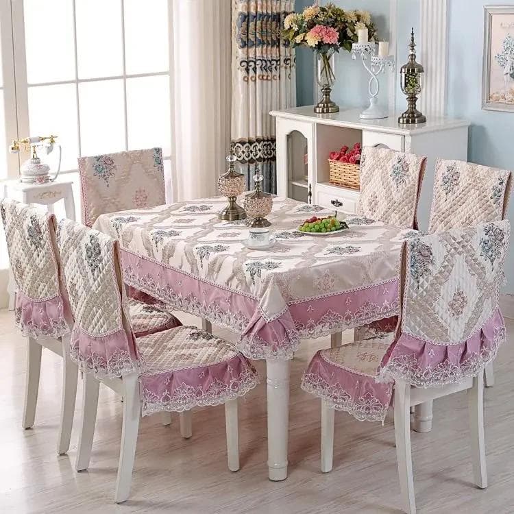 Lace Skirt Hem Chair Cover European Style Dining Table Cloth Cushion Flat Printed Tablecloth Fabric Art Stool Cover Cloth 110x160cm