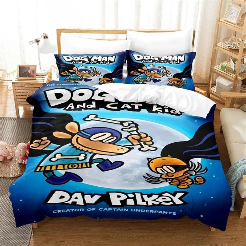 3D Print Cartoon Dog Man Bedding Set Boys Girls Twin Queen Size Duvet Cover Pillowcase Bed Kids Adult Polyester Comforter Cover 140x200cm