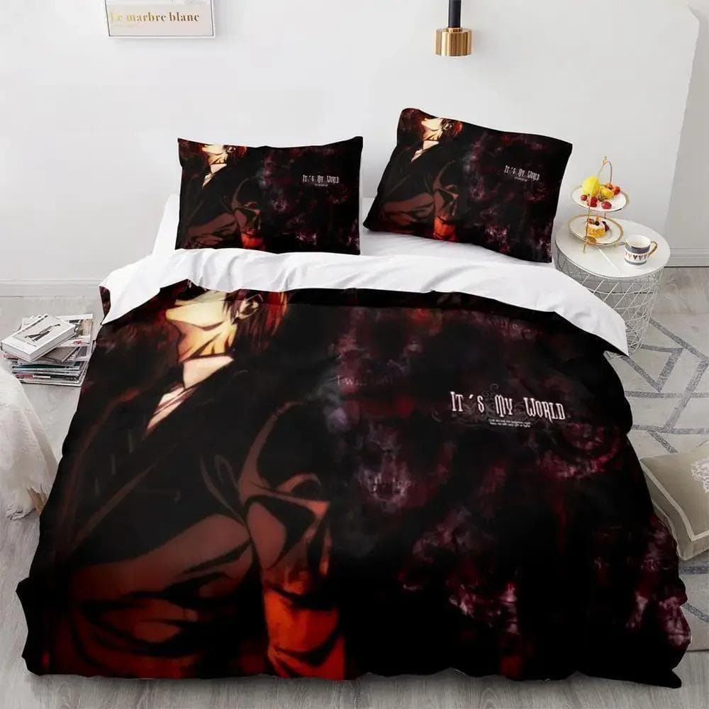 Death Note Bedding Set Single Twin Full Queen King Size Bed Set Adult Kids Bedroom Duvet cover Sets 3D Print Anime Death Note US Twin 173x218cm