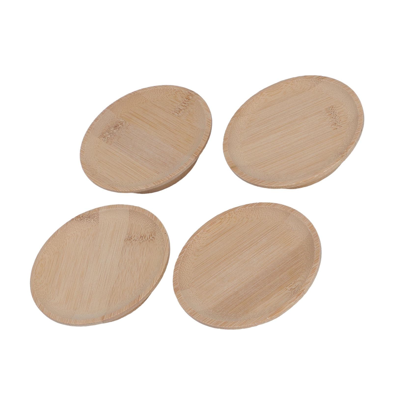 4Pcs Wine Glass Topper Elegant Look Stable Structure Anti Slip Versatile Bamboo Wine Glass Board