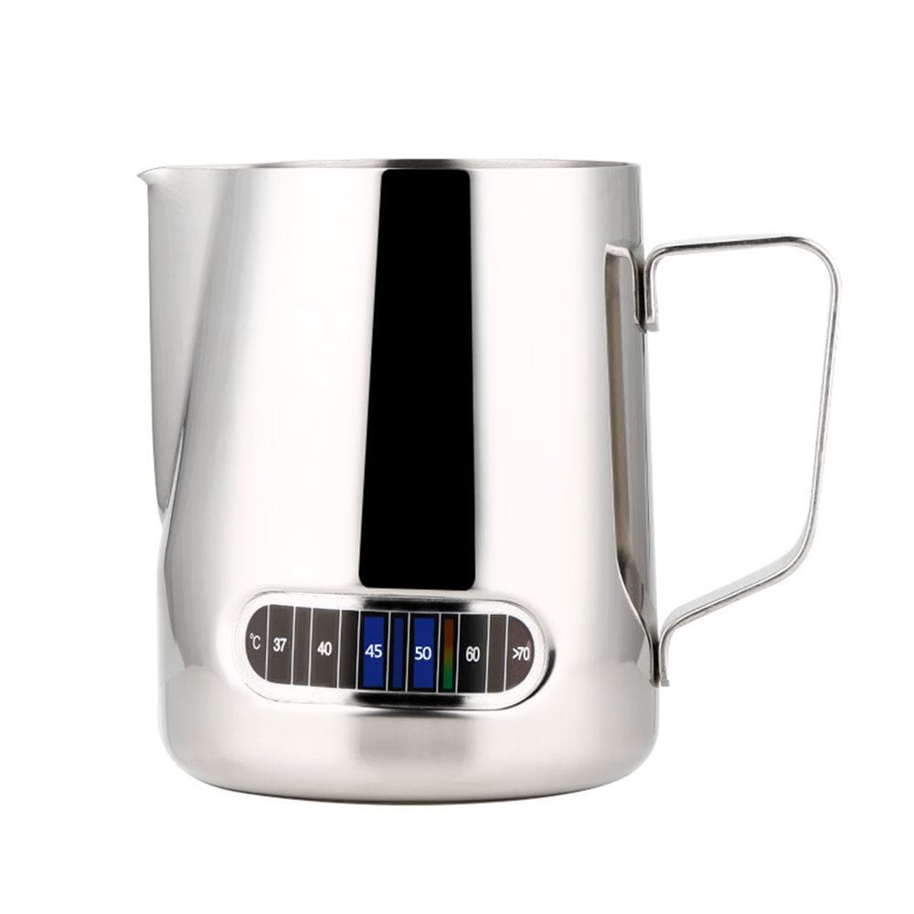 Espresso Steaming Pitchers Stainless Steel Espresso Milk Frothing Pitcher with Thermometer Coffee silver
