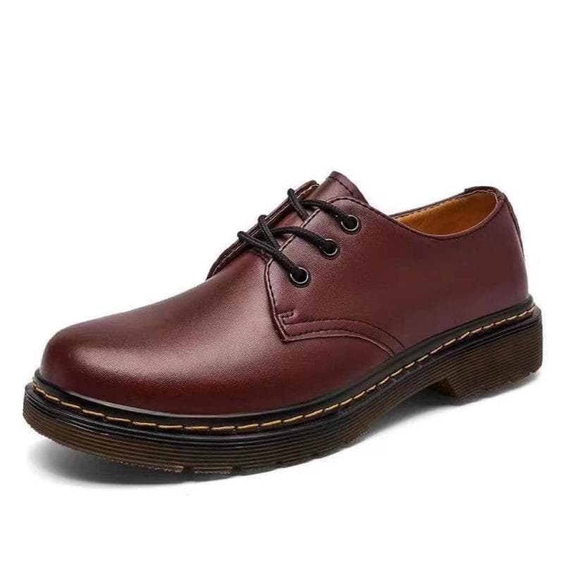 Fashion Men's Leather Shoes Luxury Outdoor Brand Thick Bottom Casual Oxford Shoes for Men Lace Up Loafers Beef Tendon Outsole Work Shoes 38 red
