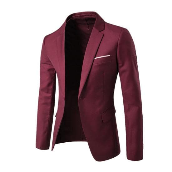 Men Suit Coat Lapel Long Sleeve Suit Jacket with Flap Pockets Solid Color Single Button Formal Business Outerwear 2XL