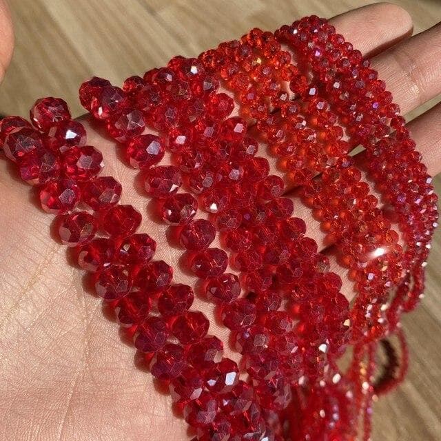 3/4/6/8mm Faceted Round Austria Crystal Beads Shiny Glass Rondelle Spacer Beads for Needlework Jewelry Making Diy Bracelet 15'' 4mm 137-140pcs Beads