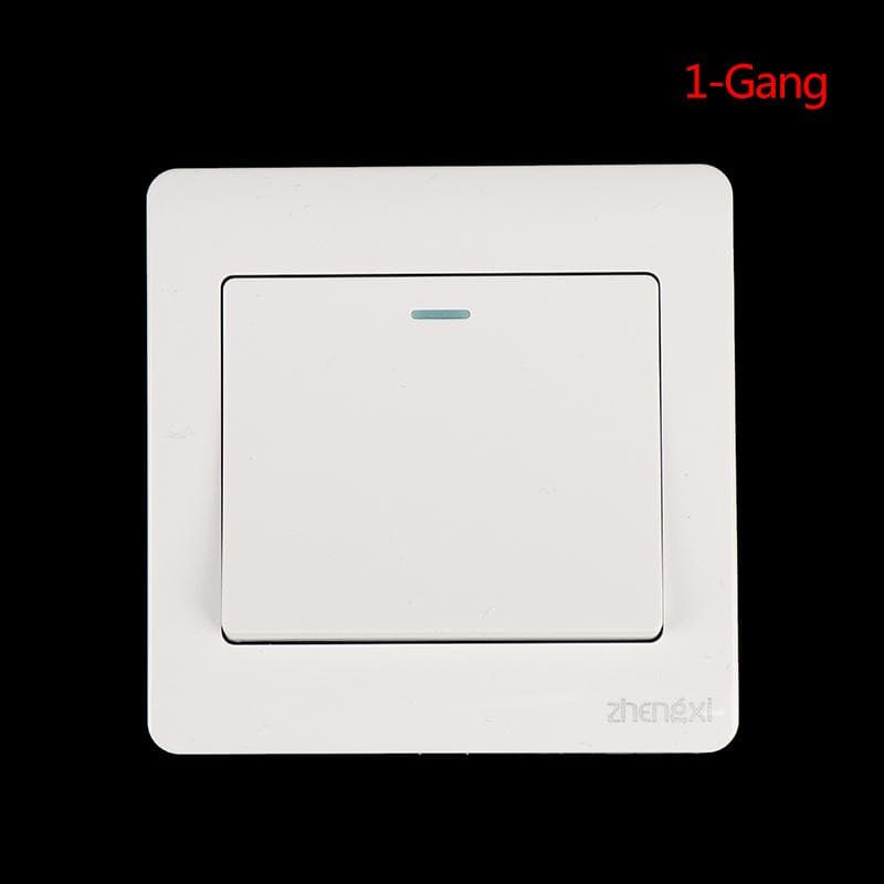Wall Switch 1/2/3/4 Gang 1Way Button Wall Light Switch On/Off Button 1-Gang white
