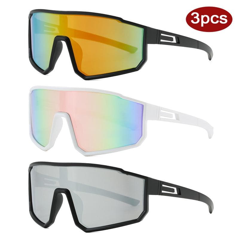 3pcs Large Frame Protective Glasses Outdoor Cycling Sun Glasses Men Women Sports Colorful Goggles Windproof