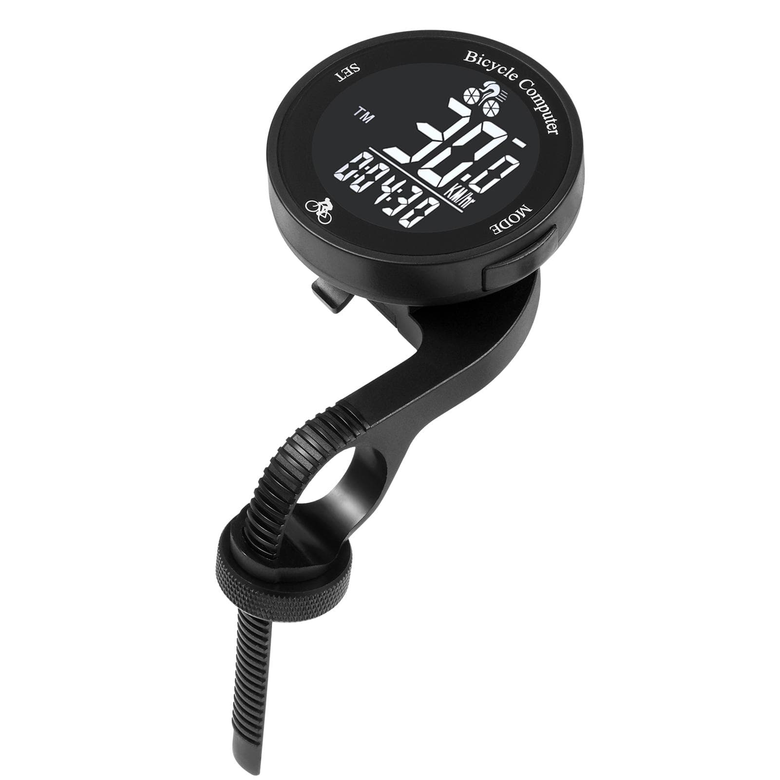 Wireless Bike Computer Waterproof Bicycle Odometer Multi Functional LCD Screen Cycling Speedometer Black background black/white